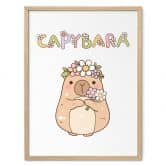 Poster Süßes Capybara mit Blumenkrone 