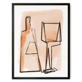 Poster Abstraktes Stillleben: Flasche und Weinglas - Treechild 