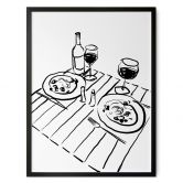 Poster Stillleben-Dinner mit Wein | Line Art - Treechild 