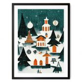 Poster Weihnachten - Winterlandschaft bei Nacht - Treechild 