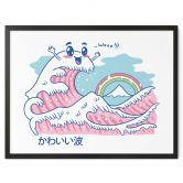Poster Kawaii Welle mit Regenbogen und Berg Fuji - Trinidad 