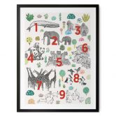 Kinderposter Illustration von Zootieren mit Zahlen - Walentynowicz 