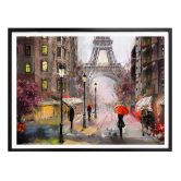 Poster Roter Schirm in Paris Aquarell 