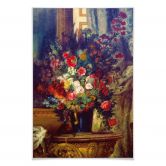 Poster Delacroix - Vase mit Blumen auf einer Konsole 