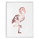 Poster Origami Flamingo - Kupfer-Optik 