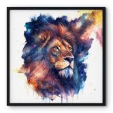 Poster Heine - Mächtiger Löwe im Sternenhimmel - Astro Cruise - Quadratisch 
