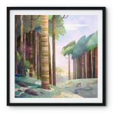 Poster Sonniger Wald mit Hirsch - DigitalArtsi 