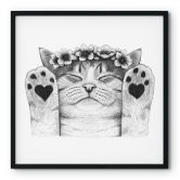 Poster Süße Katze mit Herz-Pfoten - Korenkova - Quadratisch 