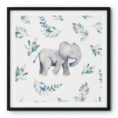Plakat Sød babyelefant mellem boho-grene - UN Designs 