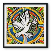 Poster Bunte Friedenstaube - Inspiriert von Matisse - Zamart - Quadratisch 