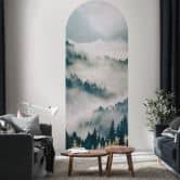 Muursticker rond boogpaneel Mysterieuze mist in het bos - SpaceFrog Designs - narrow 