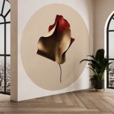 Elegant bladbehang in goud en rood - Alma - Rond - Zelfklevend/niet-geweven 