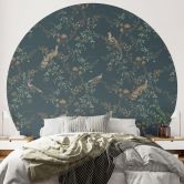 Eksotiske fugle i skoven Fototapet - Bloomery Decor - Rundt - Selvklæbende/ikke-vævet 