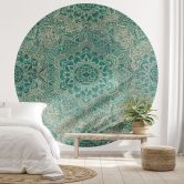 Fototapete Orientalisch - Mandala Boho Gold-grün - Bloomery Decor - Rund - Selbstklebend/Vlies 