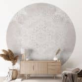 Wall Mural Soft Mandala on Grey-Beige - Bloomery Decor - Round - Self-adhesive/non-woven 
