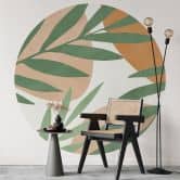 Abstracte takken tropisch behang - Costa - Rond - vliesbehang/zelfklevend vliesbehang 