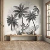 Exotische palmen landschap Fotobehang - rond - vliesbehang/zelfklevend vliesbehang 