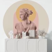 Tapet cirkel Statue af gudinden Artemis - Grace Digital Art - vliesetapet/selvklæbende non-woven tapet 