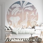 Jungleparadis med vilde dyr Fototapet - Ombre - Kikki Belle - Rundt - vliesetapet/selvklæbende non-woven tapet 
