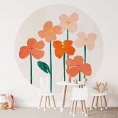 Behangcirkel Kleine bloemen in perzikkleuren - Kubistika - vliesbehang/zelfklevend vliesbehang 