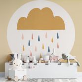 Kinderzimmer Fototapete Fröhlicher Regen in Pastelltönen - Menina Lisboa - Rund - Selbstklebend/Vlies 