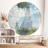 Fototapete Monet - Frau mit Sonnenschirm - Madame Monet und ihr Sohn - Rund - Selbstklebend/Vlies 