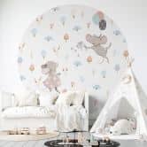 Kinderzimmer Fototapete - Kleine Mäuse mit Luftballons - UN Designs - Rund - Selbstklebend/Vlies 