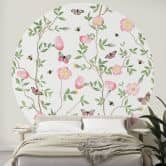 Round wall mural Pink roses in spring - UN Designs - non self-adhesive/self-adhesive wallpapers 