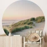 Papier peint photo rond Dunes de la côte hollandaise - Zwart - papier peint intissé/papier peint intissé autocollant 