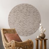 Delikate akvarelblade Wallsticker - Blød grå - Blomsterdekor - Rund 