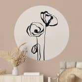 Sticker mural Line Art Deux coquelicots - Cats & Dotz - Rond 
