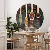 Sticker Mural Herbes et épices sur une cuillère en bois - Dingemans 