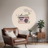 Retro Radio bloemen Muursticker - Frida Floral Studio - Rond 