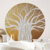 Wallsticker Hvid livets træ abstrakt - Grande - Rund 