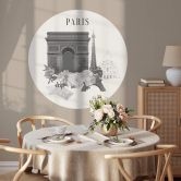 Wandtattoo Paris - Schwarz-Weiß - Rund - Love your City 