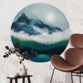 Sticker mural Paysage brumeux dans la nuit - SpaceFrog Designs - Rond 