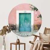 Wall sticker Mediterranean house facade in Lisbon - Zwart - Round 