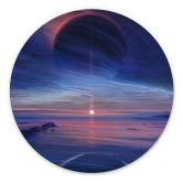 Wandbild Landschaft mit Erde und Galaxie - Alu-Dibond Rund - Aenami 