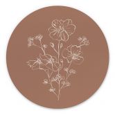Wandbild Wildrosenstrauß Mocha-Mousse - Anis Illustration - Alu-Dibond Rund 