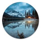 Wandbild Bergidylle am abendlichen See - Bing Li - Alu-Dibond Rund 
