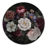 Wandbild Blumen Stillleben im Redouté-Stil - Bloomery Decor - Alu-Dibond Rund 