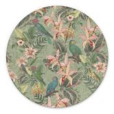 Wandbild Dschungel mit Papageien Grün - Bloomery Decor - Alu-Dibond Rund 