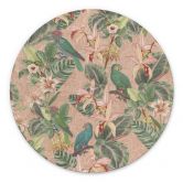 Wandbild Dschungel mit Papageien Rosa - Bloomery Decor - Alu-Dibond Rund 