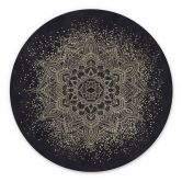 Wandbild Elegantes Mandala in Schwarz-Gold - Bloomery Decor - Alu-Dibond Rund 