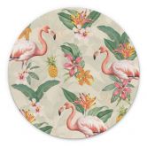 Wandbild Flamingo und tropische Blätter - Bloomery Decor - Alu-Dibond Rund 