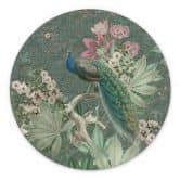 Wandbild Pfau im Tropengarten auf Mosaik - Bloomery Decor - Alu-Dibond Rund 