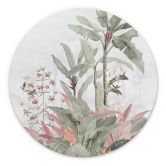 Wandbild Tropische Idylle mit Kolibri Blau - Bloomery Decor - Alu-Dibond Rund 