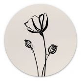 Wandbild Line Art Mohnblume - Cats & Dotz - Alu-Dibond Rund 