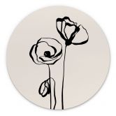 Wandbild Line Art Zwei Mohnblumen - Cats & Dotz - Alu-Dibond Rund 