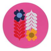 Rundes Wandbild Collett - Bunte Retroblumen - Alu-Dibond 